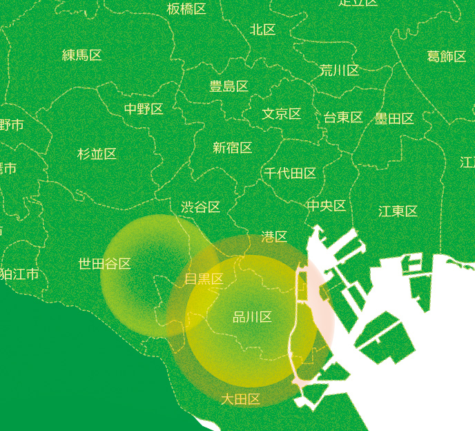 訪問エリア（品川区とその周辺）マップ