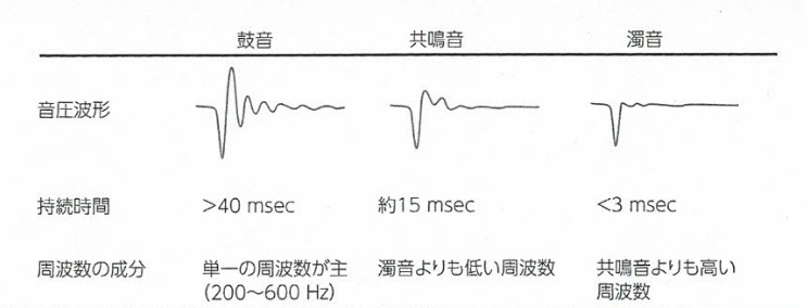 打診により得られる音の波形イメージ