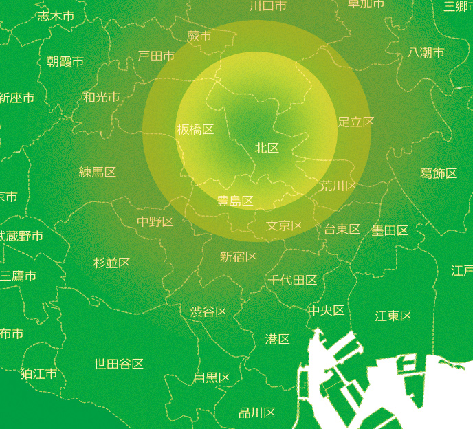 訪問エリア(北区、板橋区とその周辺)マップ
